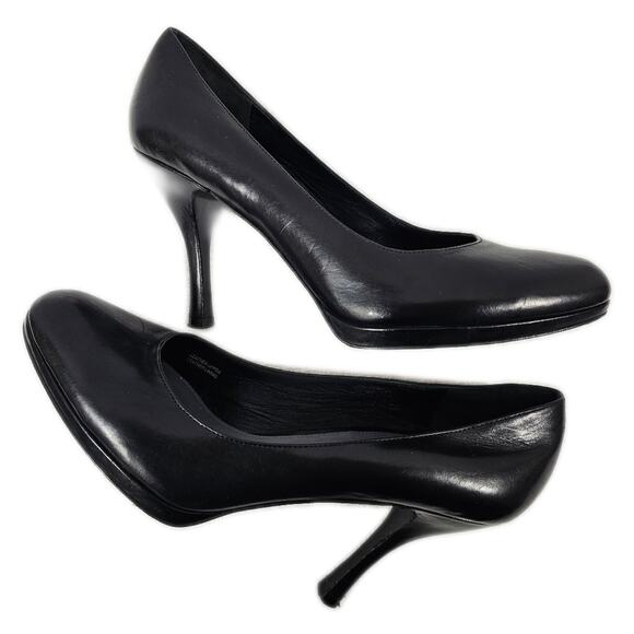 Via Spiga Classic Black Leather Pumps Heels Size 8M - Picture 1 of 12